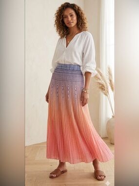 GEISHA DESIGNS from Anthropologie 
Boho style Striped Maxi Length Skirt festival